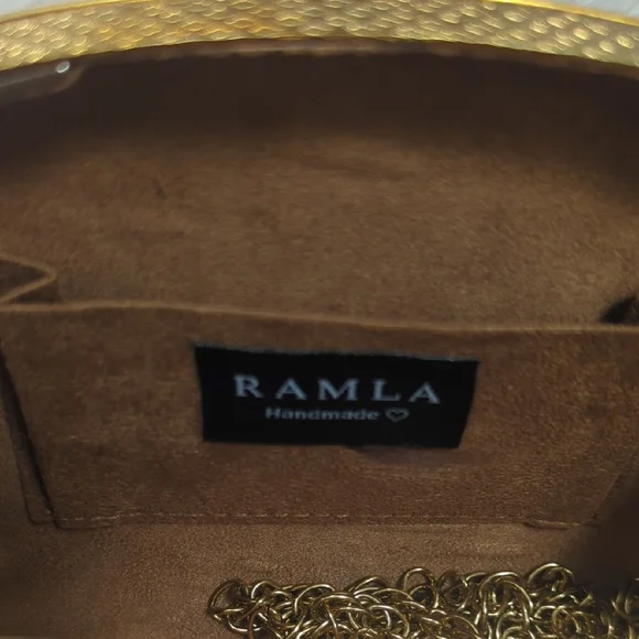 Gold and White Dome Clutch with Vintage Metalwork - Picture 2 of 4